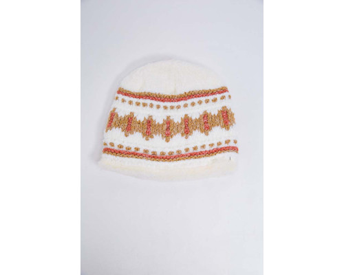 Детская шапка, молочно-бежевого цвета с узором, 167R7781
