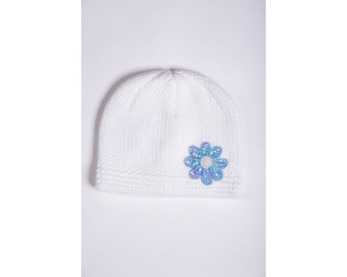 Детская шапка, молочно-голубого цвета с пайетками, 167R7802