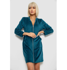 Халат жіночий велюровий на блискавці, колір смарагдовий, 257R1023
