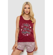 Пижама женская с принтом, цвет бордовый, 243R2039-1