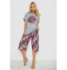 Пижама женская с принтом, цвет серый, 243R10373