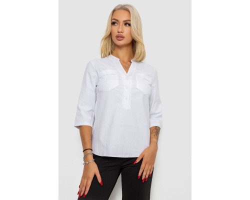 Блуза однотонная, цвет белый, 230R96-13