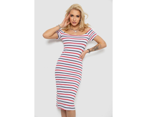 Платье в полоску, цвет бело-красный, 244R536-2