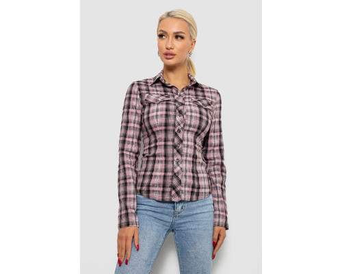 Сорочка жіноча в клітку, колір сіро-рожевий, 230R064-1