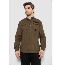 Сорочка чоловіча однотонна з принтом, колір хакі, 186R02