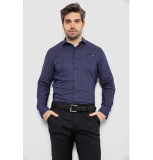 Сорочка чоловіча однотонна з принтом, колір синій, 186R2008