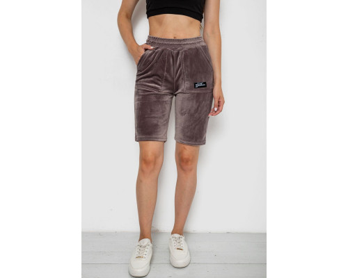 Шорти жіночі велюрові, колір коричневий, 238R58169-1