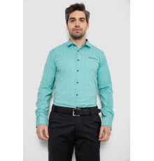Сорочка чоловіча однотонна з принтом, колір бірюзовий, 186R2028
