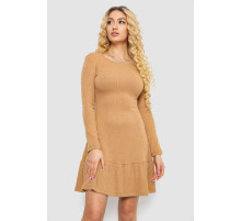 Сукня трикотажна з оборкою, колір бежевий, 230R0112