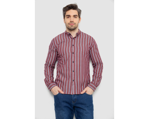 Сорочка чоловіча в смужку, колір бордовий, 186R2089