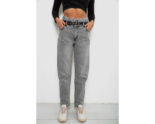 Джинси жіночі однотонні Baggy Papei, колір сірий, 244R00158