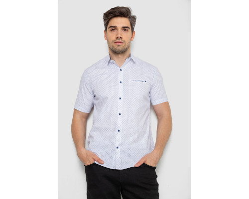 Сорочка чоловіча з принтом, колір біло-синій, 214R7332