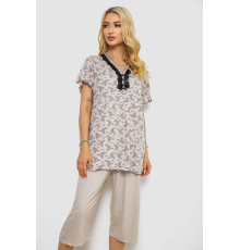 Пижама женская с принтом, цвет бежевый, 243R6968