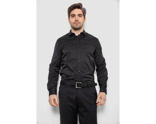 Сорочка чоловіча однотонна, колір чорний, 186R6917