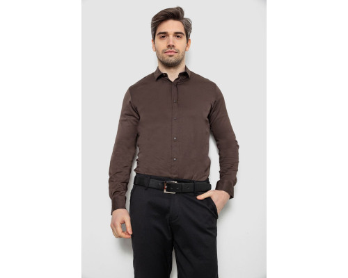 Сорочка чоловіча однотонна, колір шоколадний, 186R6917