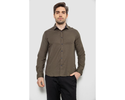 Сорочка чоловіча однотонна, колір хакі, 186R6917-1
