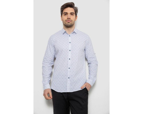 Сорочка чоловіча однотонна з принтом, колір білий, 186R6918-2