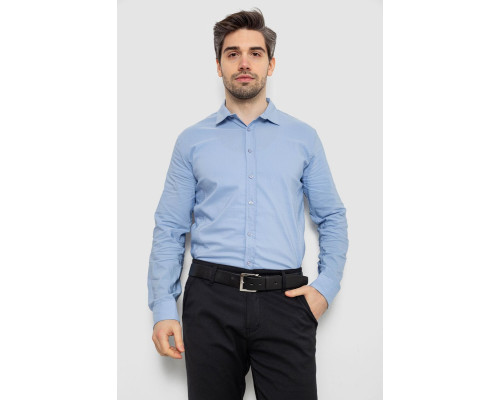 Сорочка чоловіча однотонна з принтом, колір блакитний, 186R6918-3