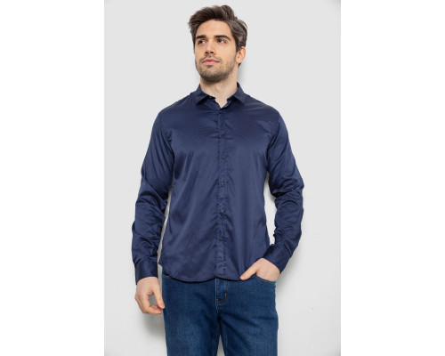 Сорочка чоловіча однотонна з принтом, колір синій, 186R6918-5