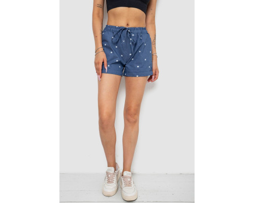Шорты женские с принтом, цвет джинс, 238R7164-1