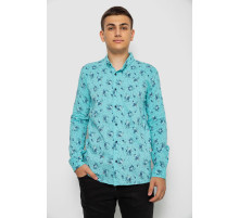 Сорочка чоловіча з принтом, колір бірюзовий, 214R1043