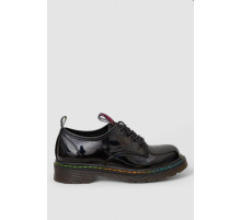 Лофери жіночі на шнурках лакові, колір чорний, 248RRT17-6