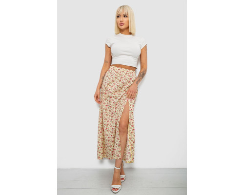 Спідниця софт із квітковим принтом, колір жовтий, 257R11