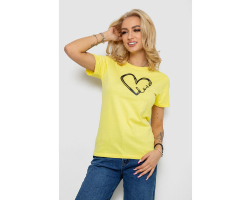 Футболка жіноча з принтом, колір жовтий, 238R558