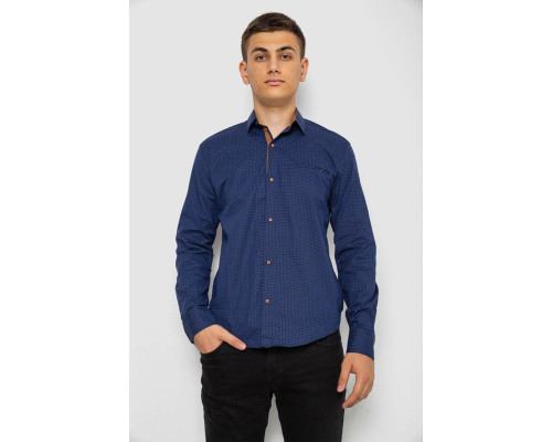 Рубашка мужская с принтом, цвет синий, 214R7045