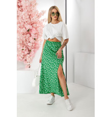 Спідниця софт із квітковим принтом, колір зелений, 257R11