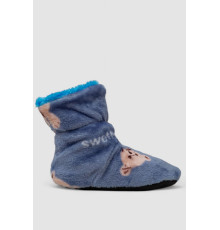 Тапочки -сапожки домашние плюшевые для детей, цвет джинс, 102R1003