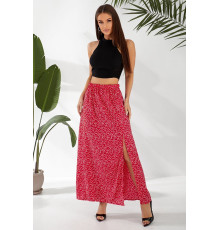 Спідниця софт однотонна в горошок, колір червоний, 257R11-1