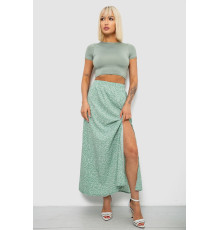 Спідниця софт однотонна в горошок, колір оливковий, 257R11-1