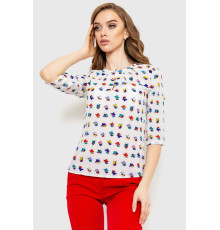 Блуза з принтом, колір молочно-синій, 230R1121 Блуза з принтом, колір молочно-синій, 230R1121