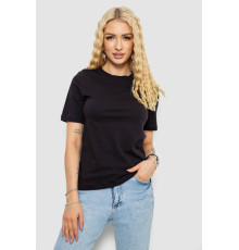 Футболка жіноча однотонна, колір чорний, 241R1800