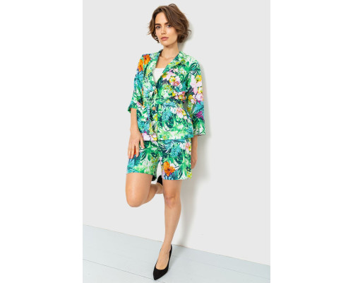 Костюм женский с цветочным принтом, цвет зелено-розовый, 115R0451