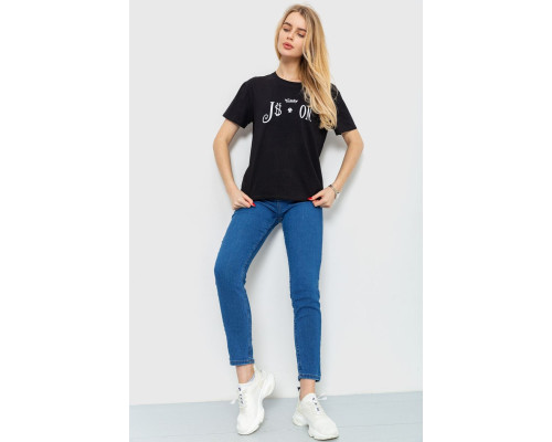 Футболка женская, цвет черный, 198R022