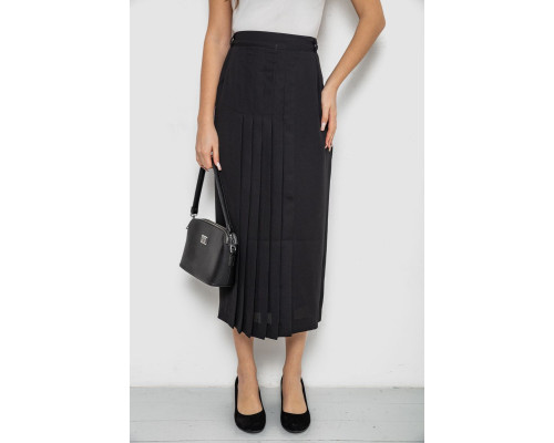 Спідниця на підкладці з розрізом, колір чорний, 167R5291