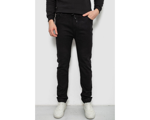 Джинсы мужские на резинке утепленные, цвет черный, 244R664-5