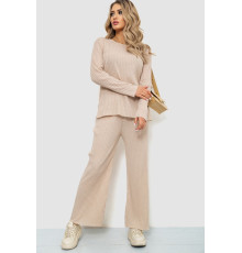 Костюм женский в рубчик повседневный, цвет бежевый, 238R57415