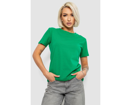 Футболка женская однотонная, цвет зеленый, 204R3333