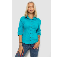 Сорочка жіноча однотонна, колір бірюзовий, 230R068-4