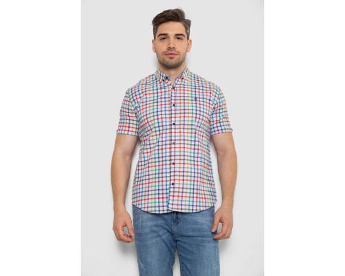 Рубашка мужская в клетку, цвет белый, 214R842