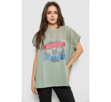 Футболка женская с принтом, цвет оливковый, 244RW532