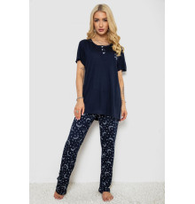 Піжама жіноча з принтом, колір синій, 243R7026