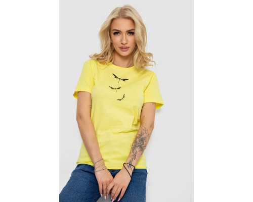 Футболка женская с принтом, цвет желтый, 238R555