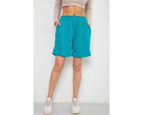 Шорты женские в рубчик, цвет темно-бирюзовый, 238R110