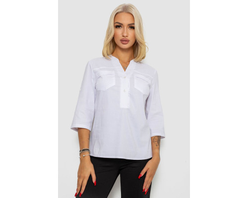 Блуза однотонна, колір білий, 230R96-15