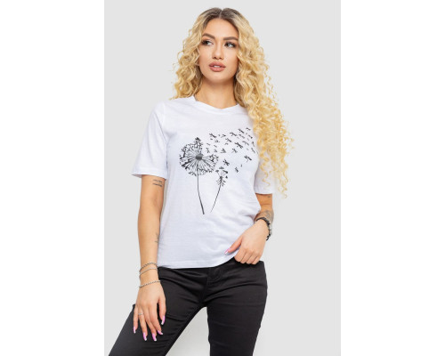 Жіноча футболка з принтом, колір білий, 241R127