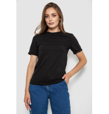 Футболка жіноча однотонна, колір чорний, 238R111-1